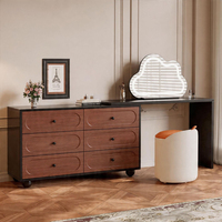 Table de toilette moderne et élégante avec 6 tiroirs, miroir éclairé blanc, meubles de chambre à coucher en MDF écologique
