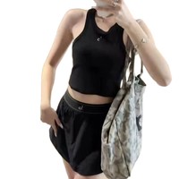 Nouvel ensemble deux pièces de sport et yoga pour femme : débardeur et jupe en maille, séchage rapide, Spandex/Polyester, infroissable, anti-transparence