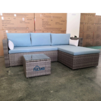 Muebles de exterior, conjunto de sofá de ratán seccional, conjunto de jardín