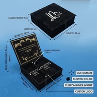 Boîte cadeau magnétique en velours noir de marque premium personnalisée avec ruban, boîtes rigides de luxe avec plateau pour coffrets cadeaux de beauté de grande valeur