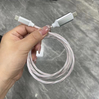 Kabel pengisi daya USB Tipe C PD 20W, kabel USB Tipe C USB-C bercahaya isi daya cepat, kabel Data ponsel