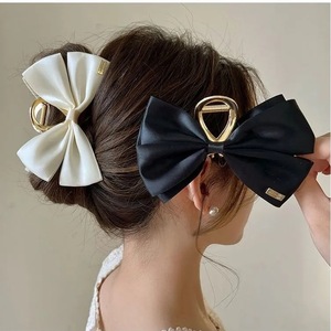 Large Luxury Satin <b>Bow</b> Hair <b>Clip</b> Back Head Bun Hair Claw Shark <b>Clip</b> Hair Accessories - Product Image 1