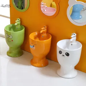 Hochwertige farbige Keramik Waschbecken Lavabos Einloch Kinder Badezimmer freistehende Sockel Waschbecken