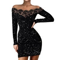 Robe de soirée vintage asymétrique noire en dentelle, ajustée, au-dessus du genou, style européen et américain, pour femme, couvrant les hanches