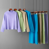 Ensemble de pulls en tricot respirant décontracté pour femmes - Col roulé sans manches, longueur genou, toutes saisons, nylon/polyester