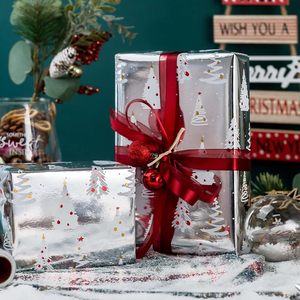Silver Christmas Tree Metallic Wrapping Paper 17 In X 32.8 Ft Single Side PE Coated Holiday Gift <b>Wrap</b> - Product Image 6