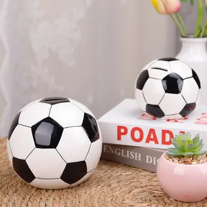 Redeco New Design Creative Football Piggy Bank Cool Piggy Bank For Adults Ceramic Soccer Piggy Bank For Gifts Home Decoration