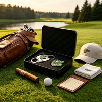 Nouveau style – Coupe-cigares personnalisé avec logo, briquet à cigares doré avec coupe-cigares, ensemble coupe-cigares en V en acier inoxydable, marqueur de balle de golf