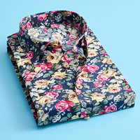 Kemeja motif bunga pria lengan pendek kancing bawah kemeja bunga musim panas pantai kemeja Hawaii katun cs12