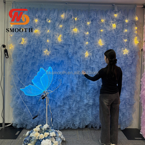 ฉากหลังผ้าตกแต่งผนังแบบม้วนได้ 3 มิติ สำหรับงานแต่งงานและวันวาเลนไทน์  งานฝีมือเนื้อผ้านุ่ม  ตกแต่งผนังด้วยดอกไม้ผ้า  แบบกำหนดเองได้ - Product Image 2