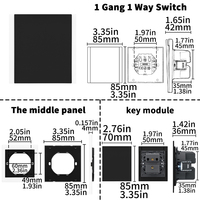 Interruptores y Enchufes de Pared WESA Ultrafinos con Botón Pulsador EU 1/2/3 Vías, Enchufe de Alimentación de 1 Vía, Combinación Libre, Diseño Moderno de Lujo