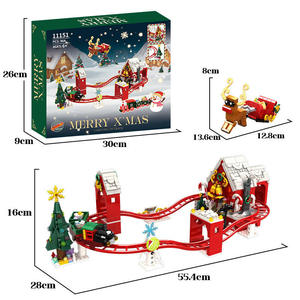 Woma Educational <b>Plastic</b> Building Blocks Christmas Train Track <b>Sliding</b> Car Small Particle Assembly Toy Christmas Gift Exclusive - Product Image 5