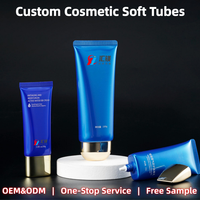 Tube souple métallique bleu électrique PBL de 100g avec bouchon à vis doré pour crème visage, lotion, soins de la peau, emballage cosmétique vide