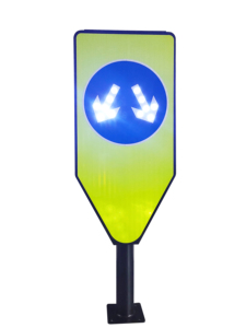 Panneaux d'orientation de voie à LED à énergie solaire Indicateurs de trafic avec flèches gauche et droite en aluminium Panneaux d'avertissement pour l'itinéraire routier - Product Image 5