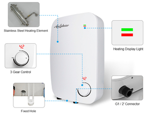 Calentador de Agua Eléctrico de 220V 3500W-5500W con Control de 3 Niveles, Cuerpo de Calentamiento de Acero Inoxidable para Uso en Proyectos - Product Image 6