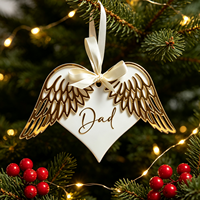 Ornement commémoratif personnalisé en acrylique, ange, décoration pour la maison, pendentif, décoration de Noël, minimaliste, luxueux, durable, vente en gros