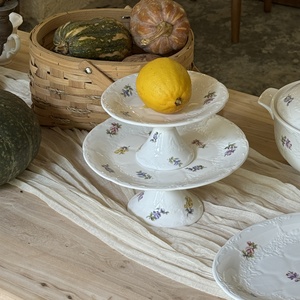 Plato de <span class=keywords><strong>cena</strong></span> de cerámica en relieve Floral romántico Medieval francés, plato de pastel de postre occidental de alta apariencia, taza de café, platillo, planta - Product Image 2