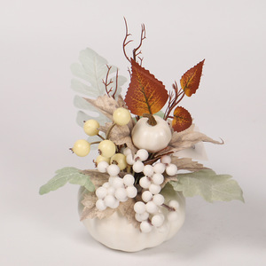 Pot de fleurs décoratif de Noël en forme de citrouille blanche artificielle pour jardin, cour, ferme, festival de la récolte, Halloween - Product Image 4