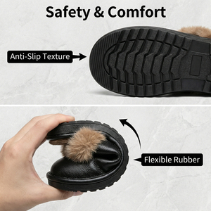 Yearning Unisex Luxurious slipper Platform <b>Slides</b> Cowhide Genuine Leather Mink fur High-End Waterproof Anti-Slip Breathable - Product Image 5
