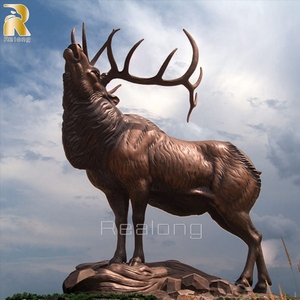 Escultura de Ciervo <span class=keywords><strong>Reno</strong></span> de Bronce para Decoración de Exteriores, Estatua de Animal de Latón para Jardín, Parque o Zoológico - Product Image 6