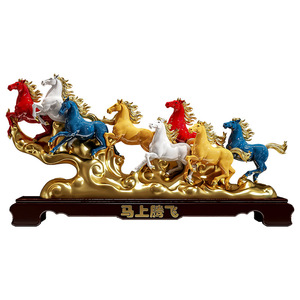 รูปปั้นม้าวิ่งแปดตัวคุณภาพสูง ราคาดีที่สุด สำหรับตกแต่งสำนักงาน ห้องทำงาน และเป็นของขวัญขึ้นบ้านใหม่ ของตกแต่งบ้านทำจากเรซิ่น - Product Image 5