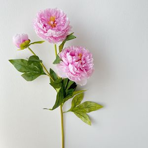Pivoines artificielles en soie de haute qualité, vente chaude, 3 têtes, pour mariage, fête, décoration florale à la maison - Product Image 6