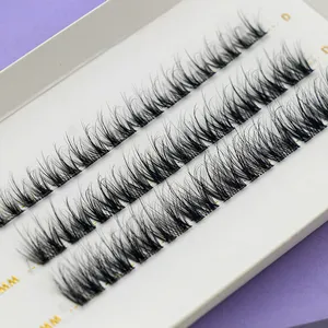 Faux Mink hecho a mano Nature Look Lash Kit Box venta al por mayor Kit de extensión de pestañas suministros Thin Invisible Band Lashes