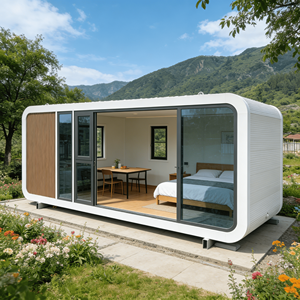 Micro-container portable de luxe moderne en structure acier, étanche, préfabriqué, type vaisseau spatial, avec mobilier - Product Image 3
