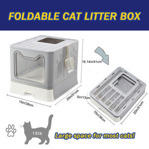 Bac à litière en acier inoxydable avec couvercle Bac à litière pliable fermé avec tiroir amovible Grand bac à litière en métal - Product Image 4