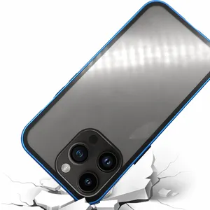 아이폰 12 13 14 15 프로 맥스 개인 정보 보호 화면 보호기에 대한 안티 엿보기 알루미늄 합금 금속 이중 잠금 전화 케이스