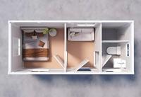 Mini-maison préfabriquée pliable prête à être expédiée, 1 chambre, couleur personnalisée, maison mobile pliable préfabriquée