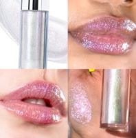 Gloss à lèvres scintillant personnalisé avec votre logo, super brillant, effet diamant holographique, tube cœur, à l'huile de coco