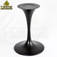 Pied de table en acier inoxydable Tulip Saarinen avec plateau en marbre noir robuste pour ateliers extérieurs et salons
