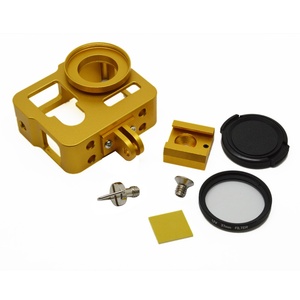 Boîtier de protection en alliage d'aluminium pour caméra d'action <span class=keywords><strong>GoPro</strong></span> <span class=keywords><strong>Hero</strong></span> <span class=keywords><strong>4</strong></span> 3+ 3 avec capuchon d'objectif et sangle de poignet - Product Image 3