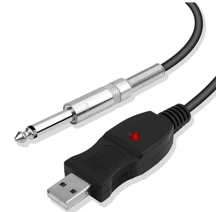 Adaptador de Cable USB a 6,35mm para guitarra, convertidor, interfaz de conexión, bajo de guitarra a Cable de enlace USB, Cable de instrumento
