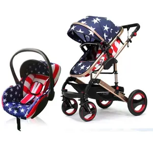 Новая дизайнерская черная Роскошная детская коляска 3-в-1 Складная коляска с сертификатом качества, оптовая продажа по цене