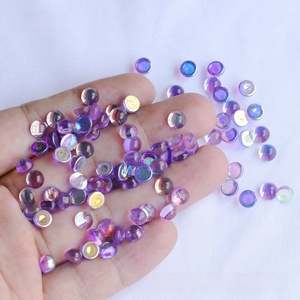Cabochons en verre ronds de 6 mm de diamètre, irisés AB, à fond plat, semi-circulaires, embellissements colorés, strass plats brillants pour ongles - Product Image 6