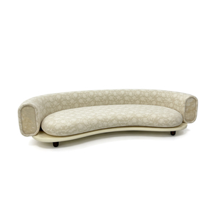 Elegante Divano Curvo a Tre Posti in Tessuto Floreale, Moderno Divano ad Arco per Appartamenti, Ville, Soggiorni, Hall di Hotel, Arredamento Morbido - Product Image 3