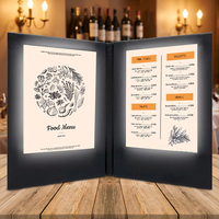 Porte-menu LED rétroéclairé rechargeable en gros, support de menu lumineux 2 pages, livre de menu lumineux