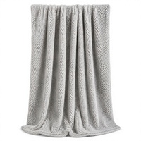 Couverture de luxe grise en fausse fourrure de lapin à chevrons, double couche, super douce et chaude, plaid 3D jacquard en peluche pour lit d'hiver