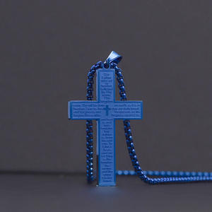 Collana a forma di croce di Halloween in acciaio inossidabile con personalità in acciaio al titanio Hip Hop americano a stelle e strisce - Product Image 4