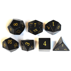 7 pièces ensemble de dés de pierres précieuses naturelles personnalisées polyèdre obsidienne noire dés Dragons et Dragons D & D RPG jeu de dés - Product Image 2