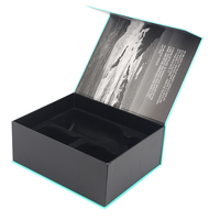 Boîtes cadeaux rigides en carton bleu personnalisées avec logo personnalisé et impression quadricolore