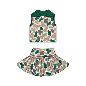 GSD3971 CUSTOM Ensemble sans manches pour petite fille, imprimé camouflage marron, tenue pour enfants, vente en gros, ensemble jupe pour fille - Product Image 6