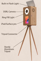 Offre Spéciale : Cabine Photo Portable DSLR avec Flight Case pour Événements Sociaux, Photobooth Détachable Effet Bois avec Trépied pour Mariages et Fêtes