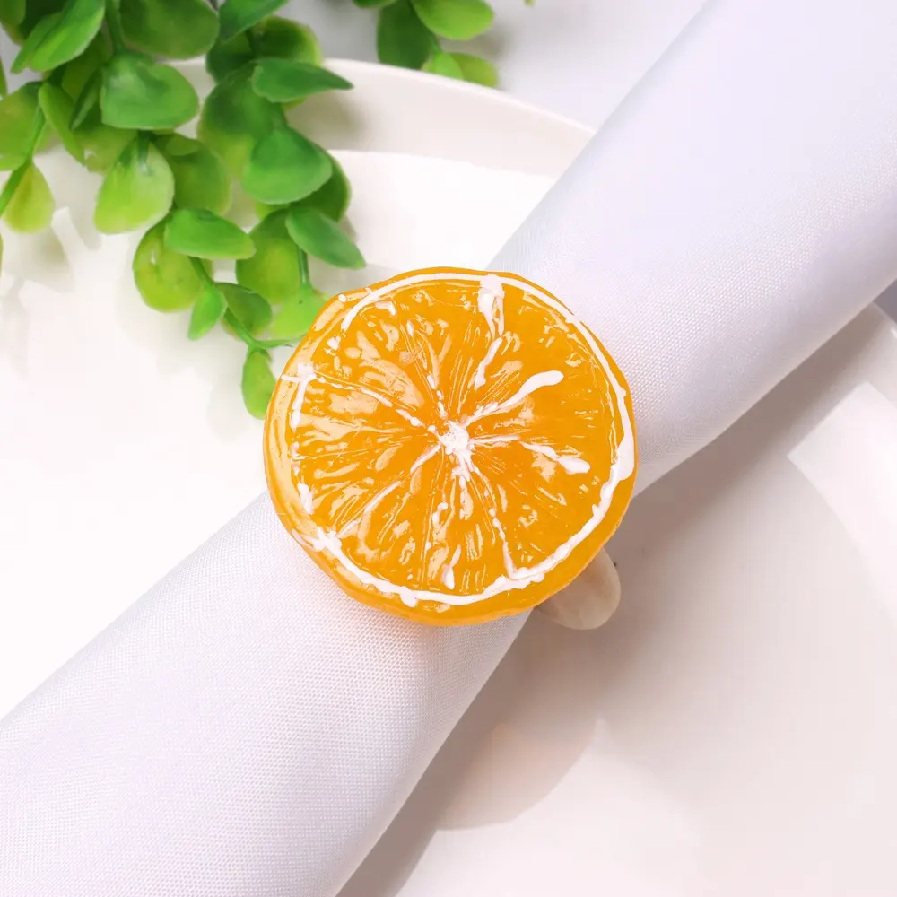 AUF LAGER Künstliche Orange Frucht Kunststoff Servietten ring Für Party, Hochzeits dekoration