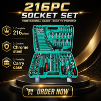 Jeu de clés à douille automobiles personnalisées en gros, outils manuels de réparation automobile d'usine OEM, coffret rigide en acier allié, 46 pièces pour B2B en gros
