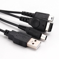 Câble de chargeur USB noir 3-en-1 de 1.2m avec blindage de tresse pour ligne de cordon de jeu de console NDSI NDSL GBA SP