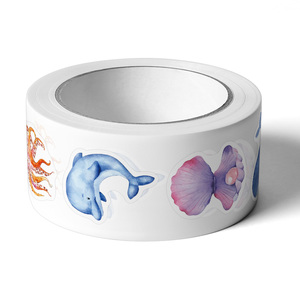 Vente directe d'usine d'autocollants sur le thème de la vie marine, crabe de dessin animé, hippocampe, étiquettes personnalisées en <span class=keywords><strong>papier</strong></span> cuivre, 1 pouce, forte adhérence - Product Image 4