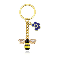 Abeille nid d'abeille goutte d'huile pendentif porte-clés créatif jardin porte-clés breloque sac ornements accessoires porte-clés